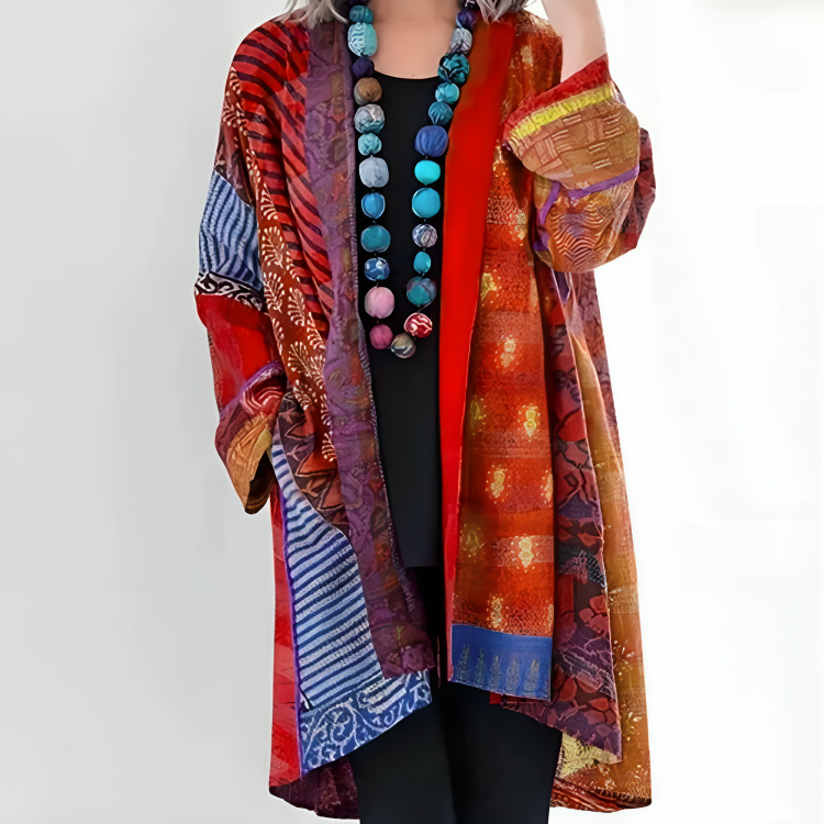 Eden™ | Cardigan Kimono Ouvert Imprimé Patchwork