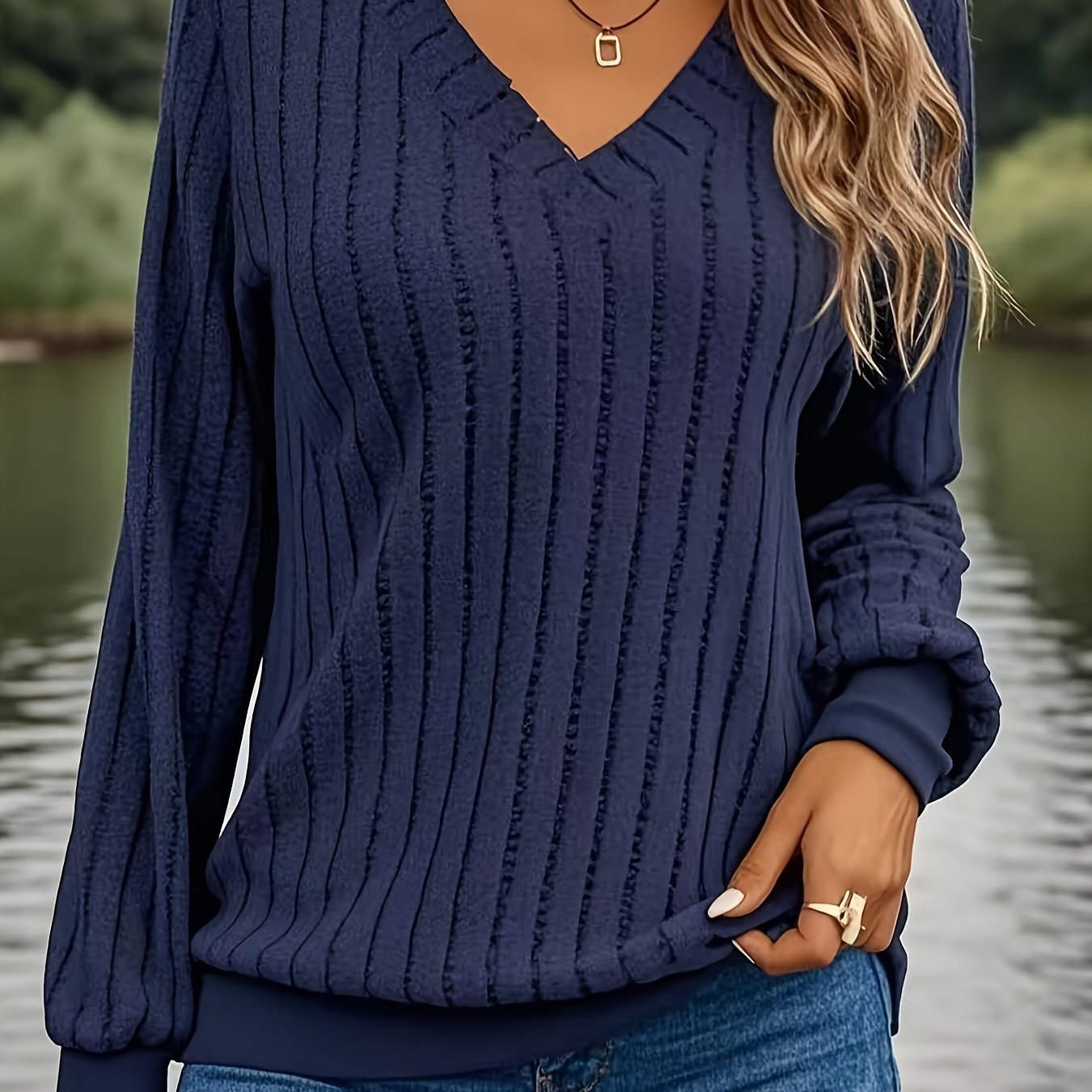 Anouk™ | Pull en Maille Côtelée à Col V