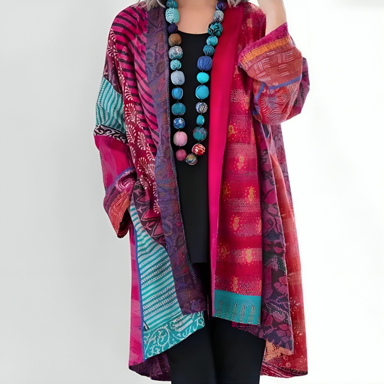 Eden™ | Cardigan Kimono Ouvert Imprimé Patchwork