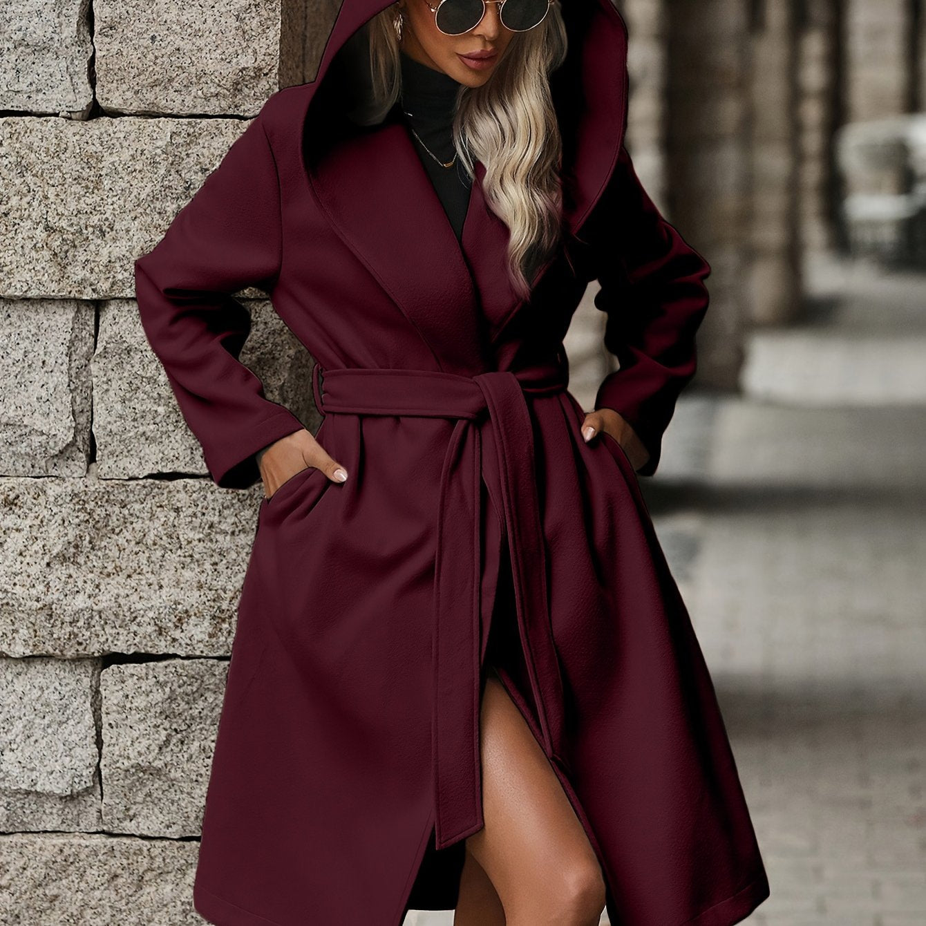 Alexia™ | Manteau enroulé à large col avec ceinture