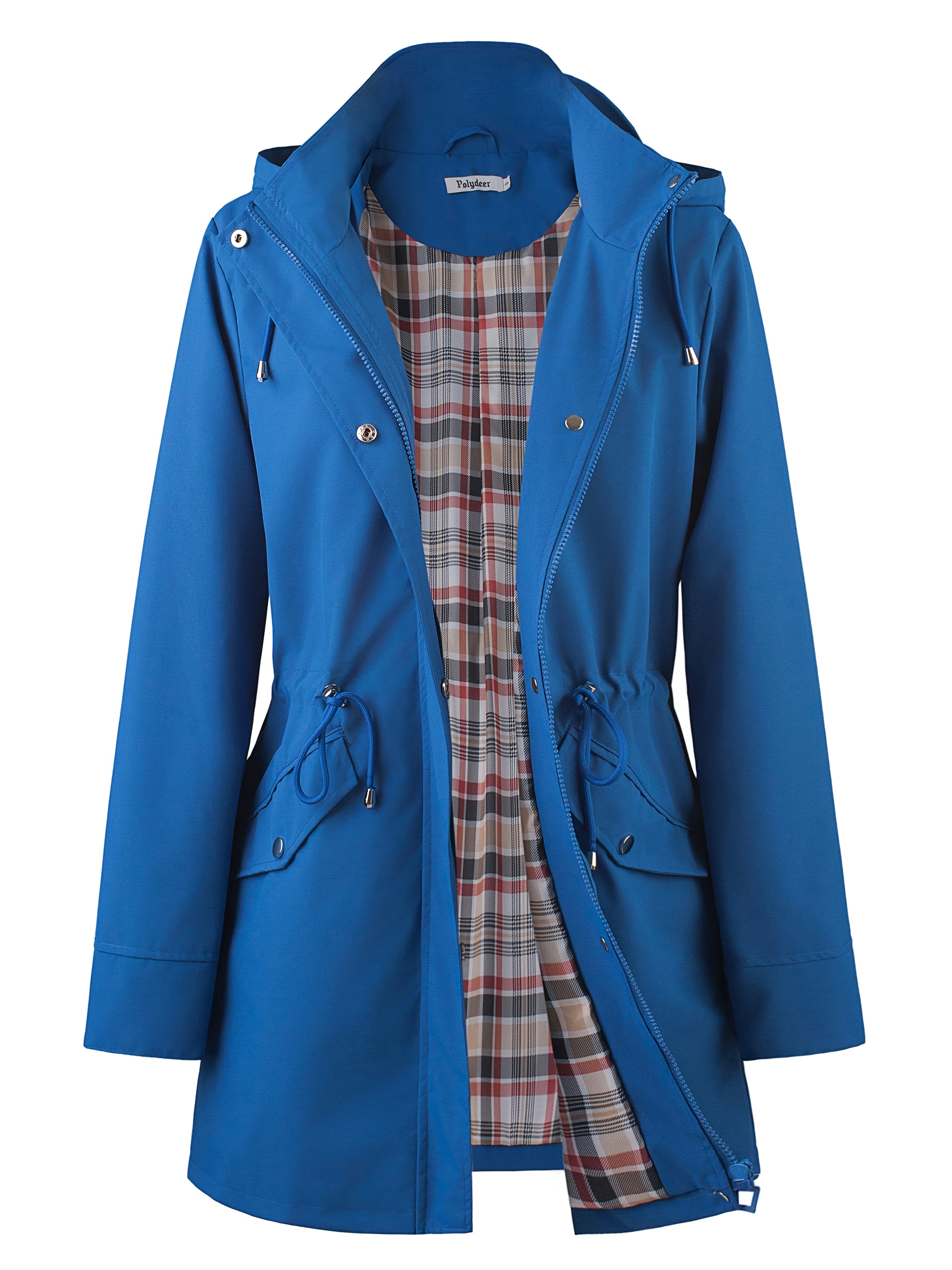 kouky™ | Veste de pluie à capuche imperméable et flatteuse avec doublure à carreaux