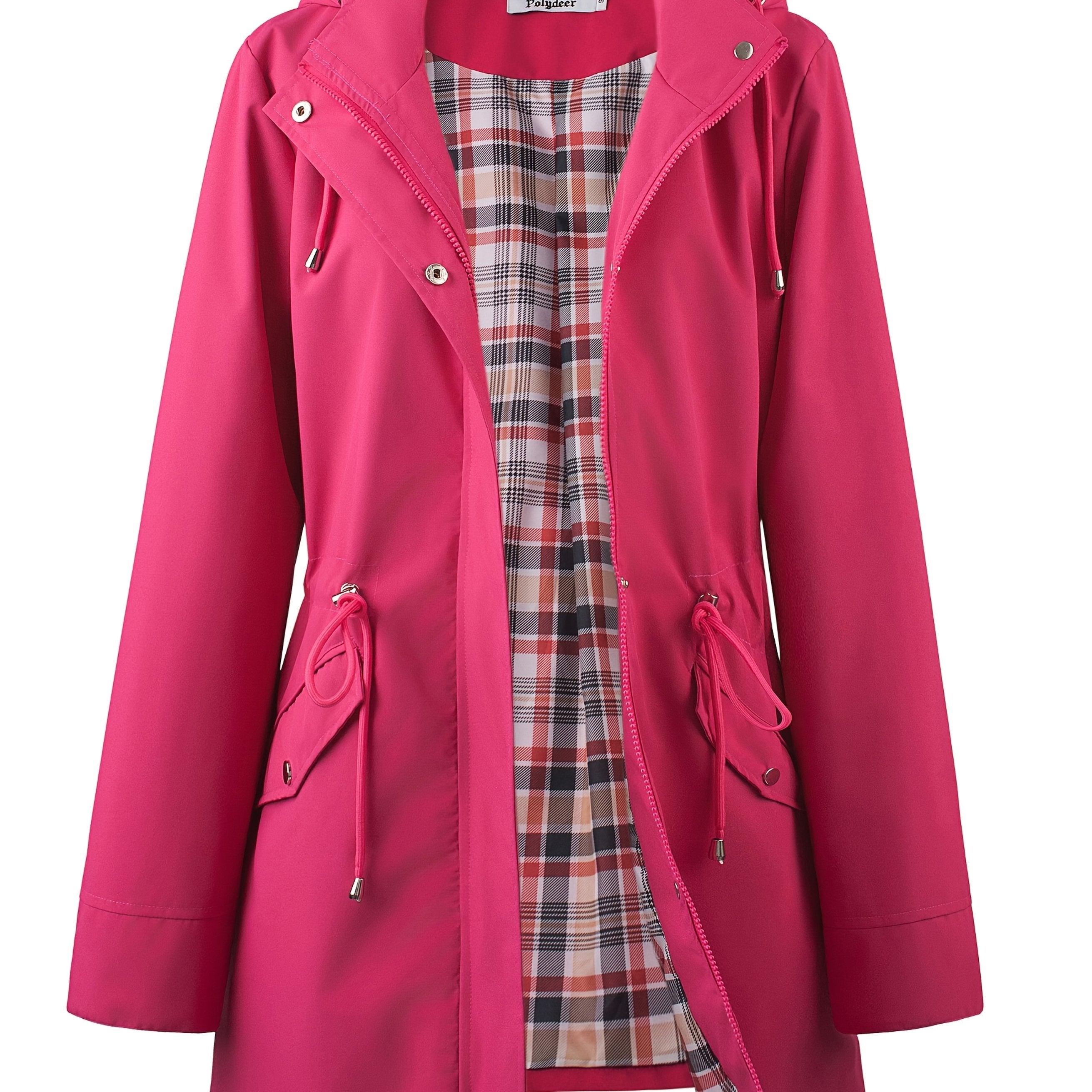 kouky™ | Veste de pluie à capuche imperméable et flatteuse avec doublure à carreaux