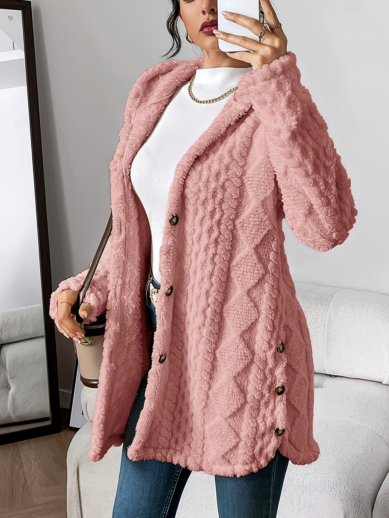 Fleur™ | Cardigan Doublé en Peluche, Élégance Confortable