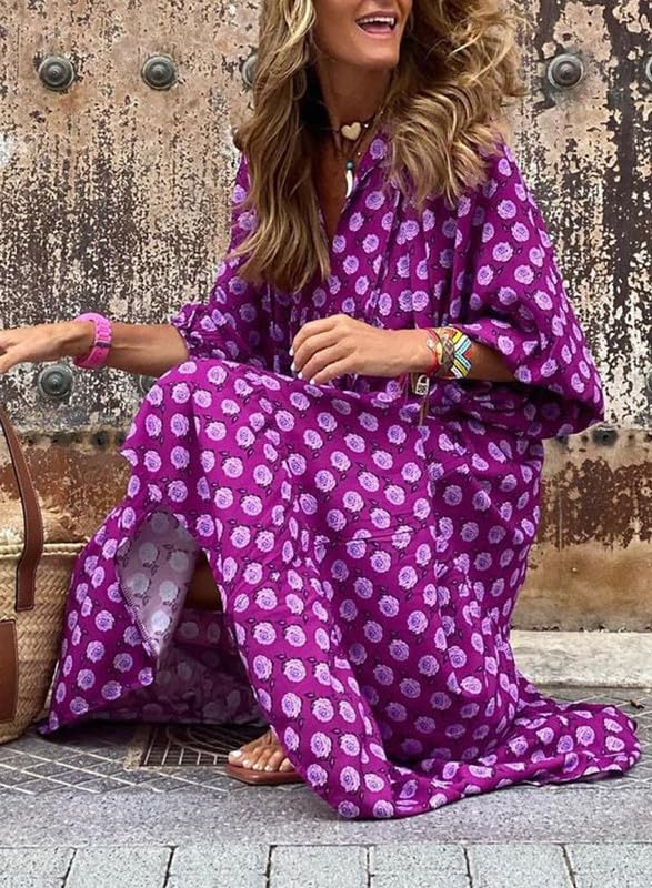 Nala™ | Robe Maxi Florale à Manches Bouffantes