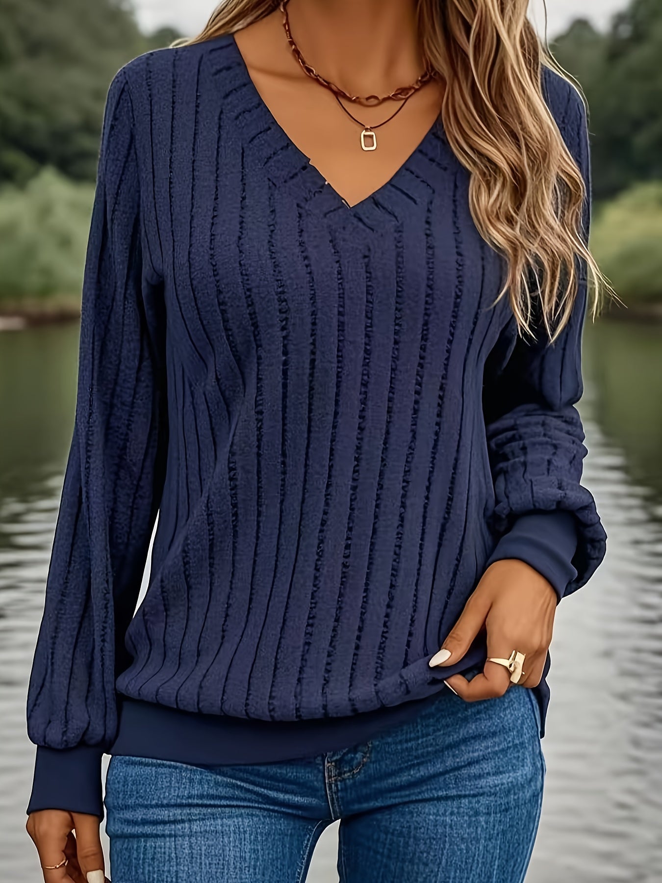 Anouk™ | Pull en Maille Côtelée à Col V