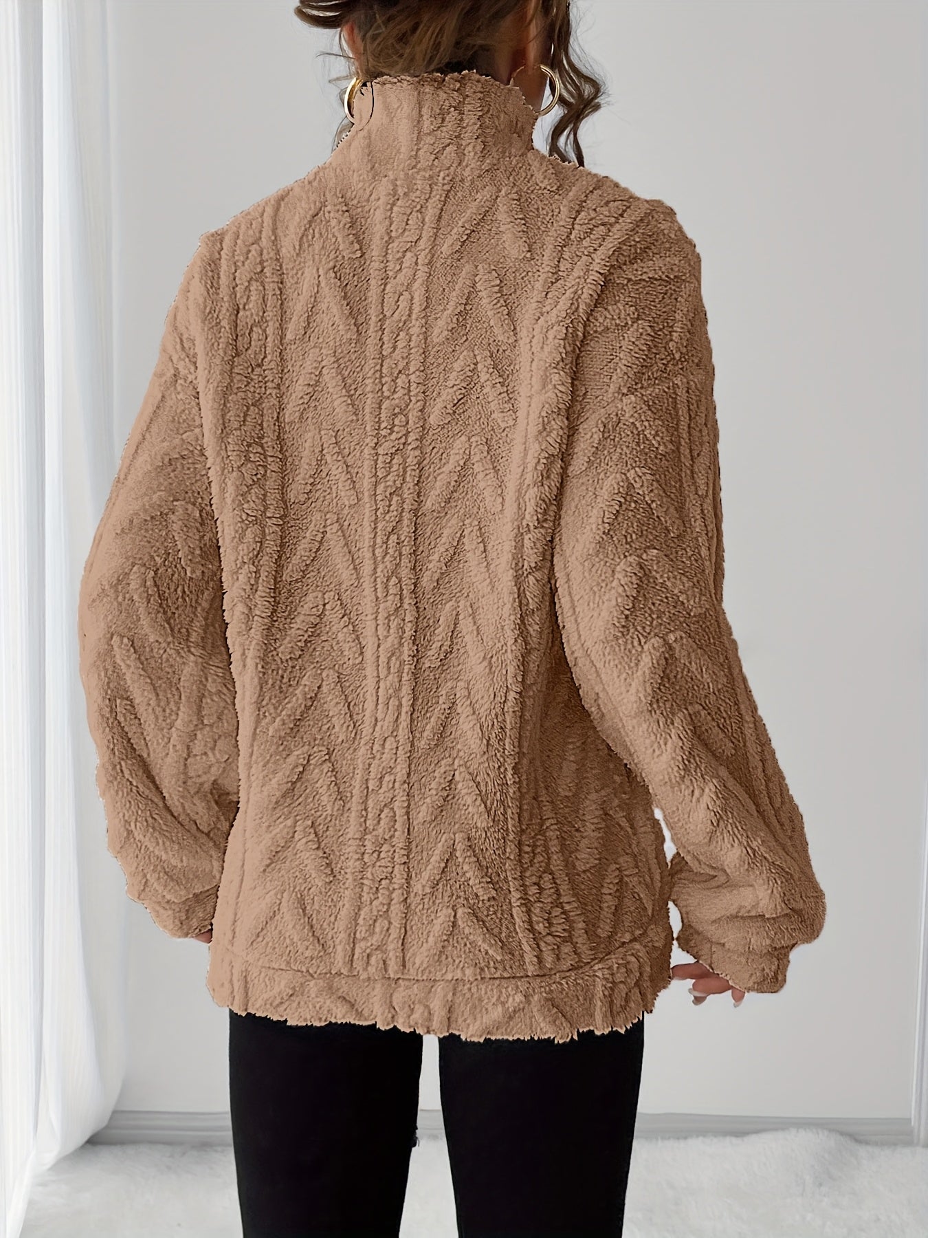 Charline™ | Sweat sherpa demi-zip col montant