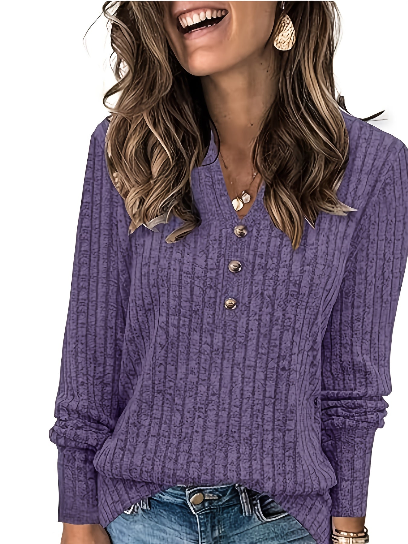 Wendy™ | Haut Henley en maille côtelée douce et flatteuse