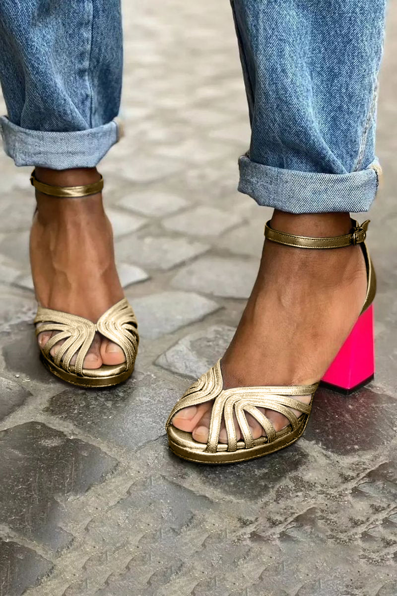 Milviana™ | Sandales Élégantes à Bride Dorée