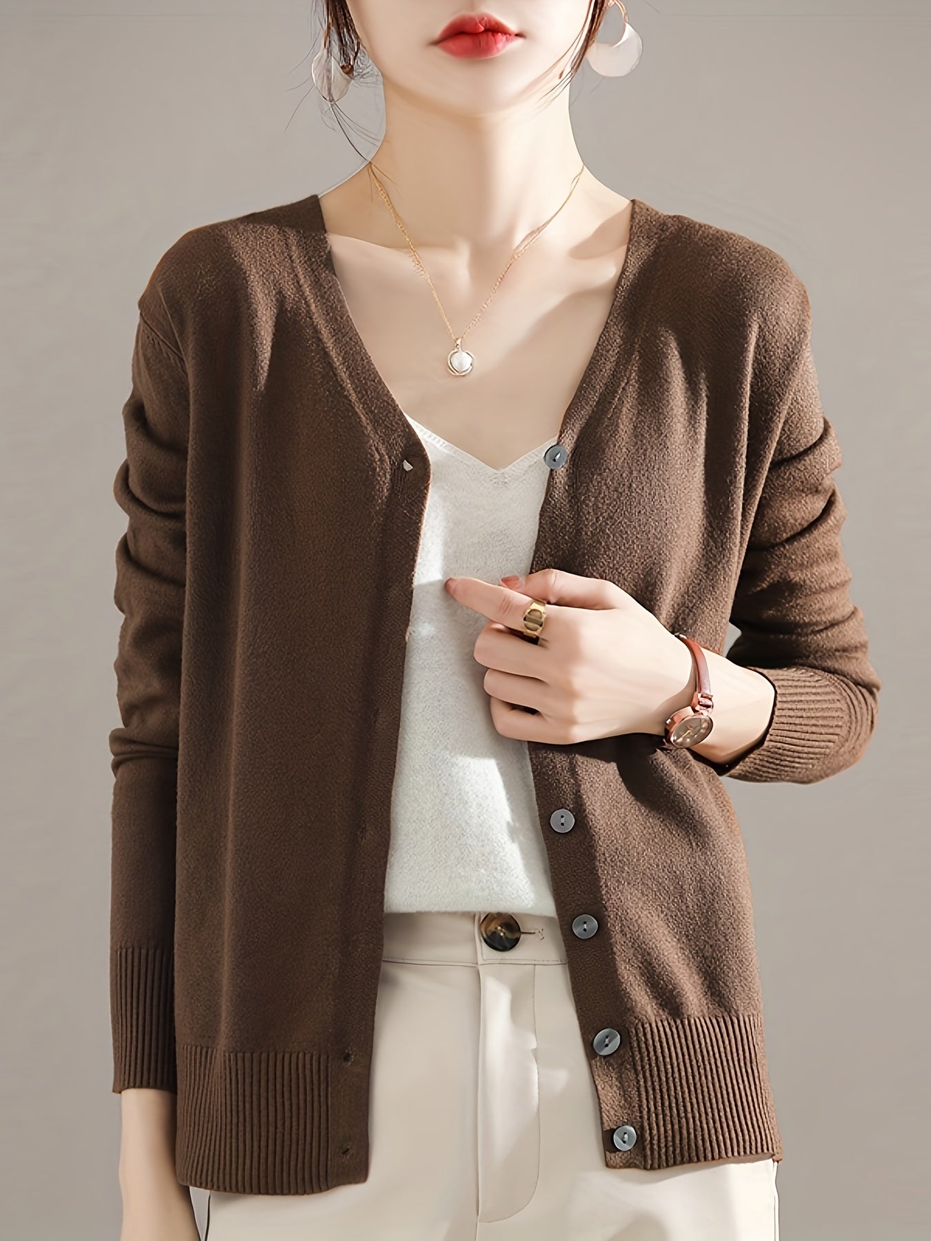 Solène™ | Cardigan Élégant à Col en V