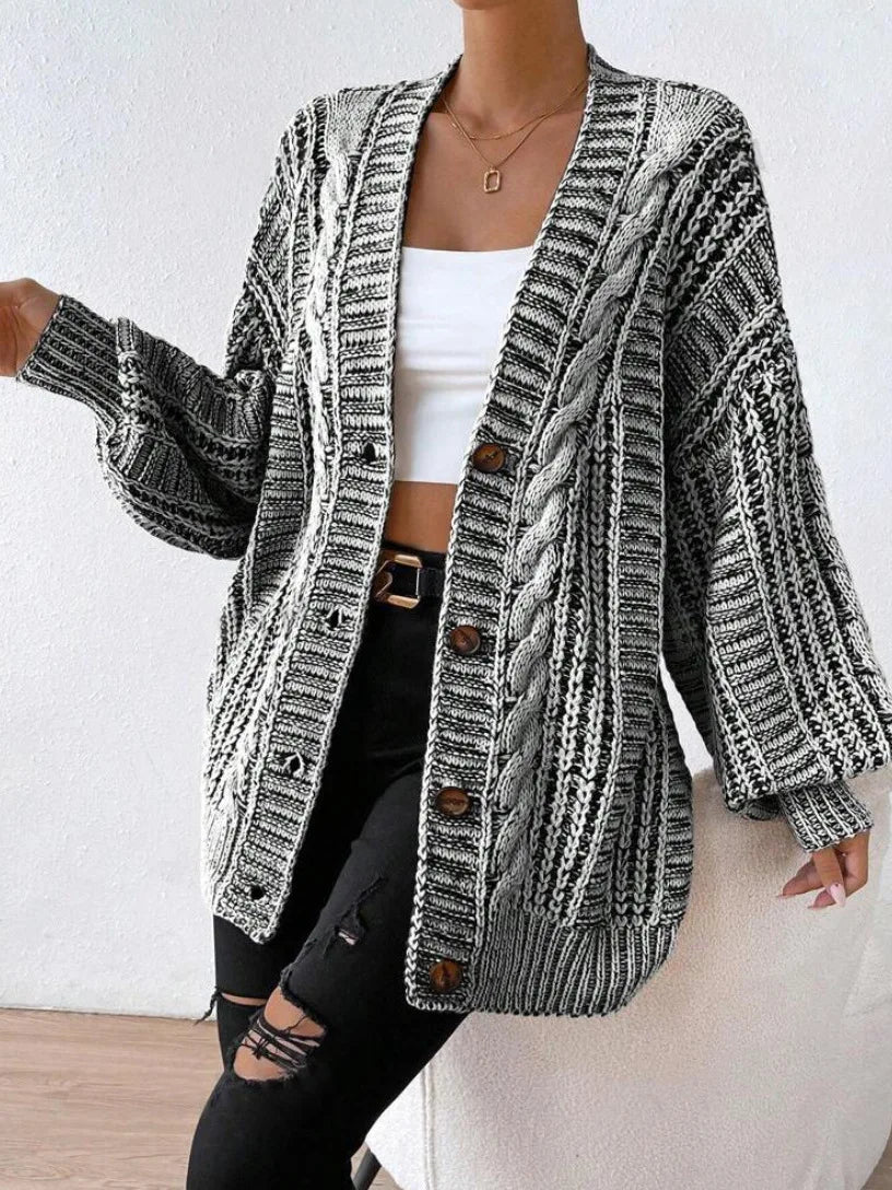 Hortense™ | Cardigan oversize boutonné torsadé