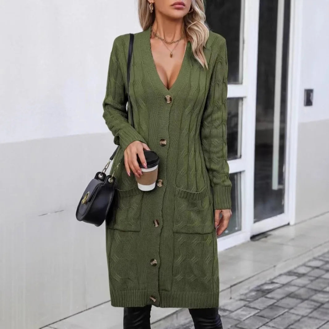Jael™ | Cardigan long torsadé boutonné