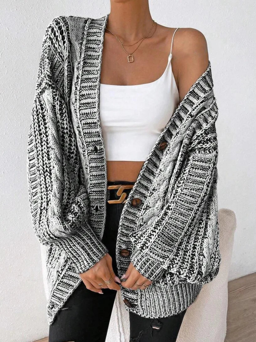 Hortense™ | Cardigan oversize boutonné torsadé