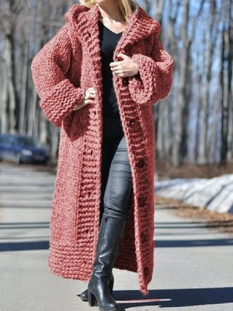 Tifly™ | Manteau long à capuche en grosse maille