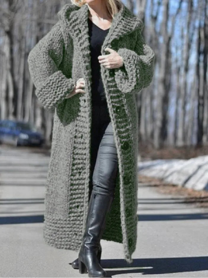 Tifly™ | Manteau long à capuche en grosse maille