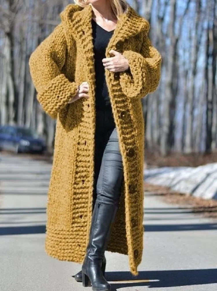 Tifly™ | Manteau long à capuche en grosse maille
