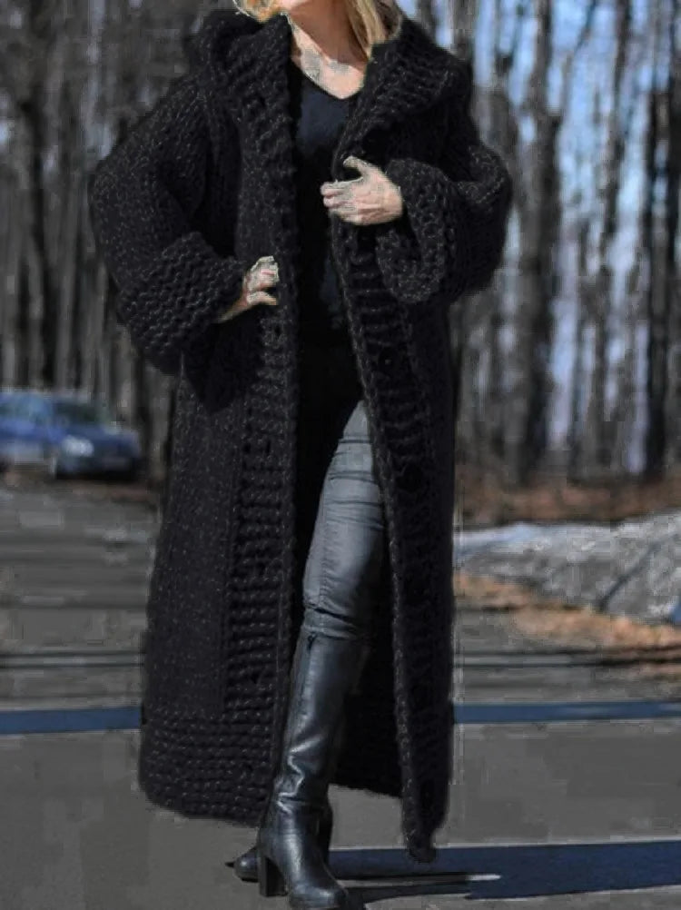 Tifly™ | Manteau long à capuche en grosse maille