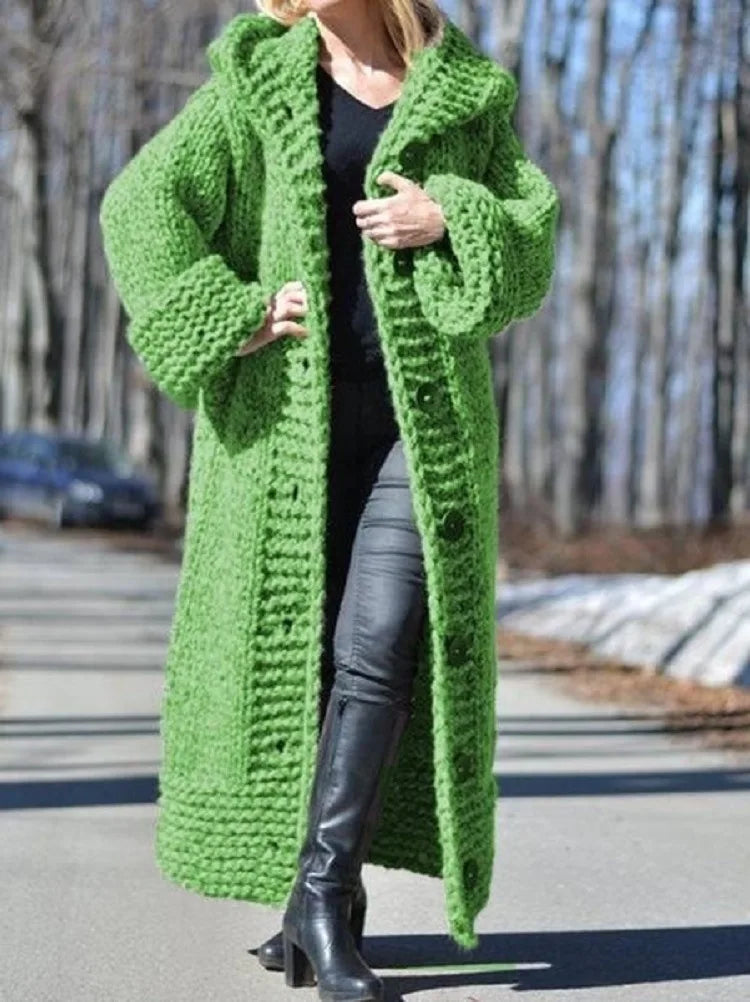 Tifly™ | Manteau long à capuche en grosse maille