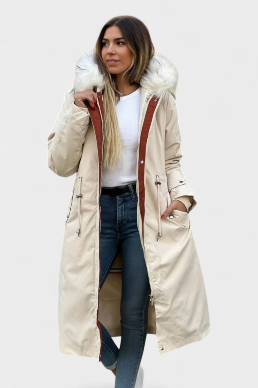 Diora™ | Parka manteau à capuche en fausse fourrure