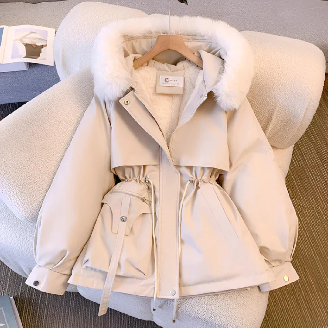 Hanan™ | Veste Anorak à Capuche en Fausse Fourrure avec Taille à Cordon