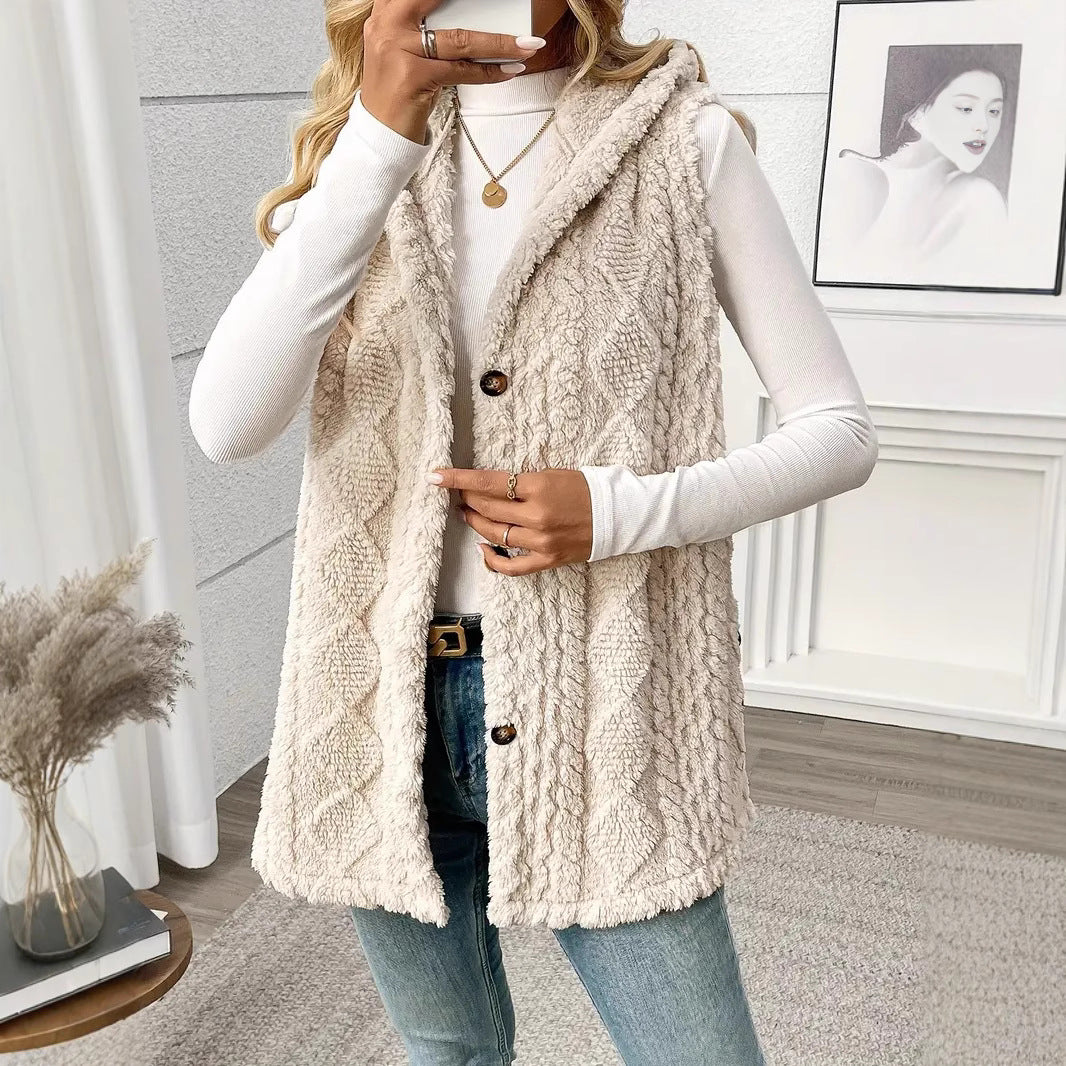 Laetitia™ | Gilet sans manches à capuche texturé