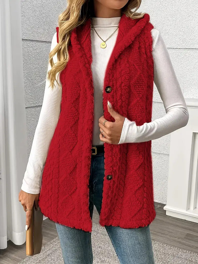 Laetitia™ | Gilet sans manches à capuche texturé