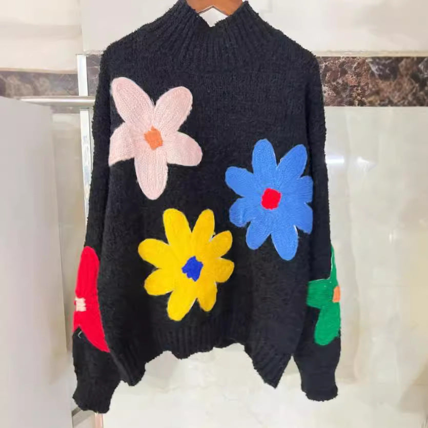 Faustine™ | Pull en maille à fleurs brodées