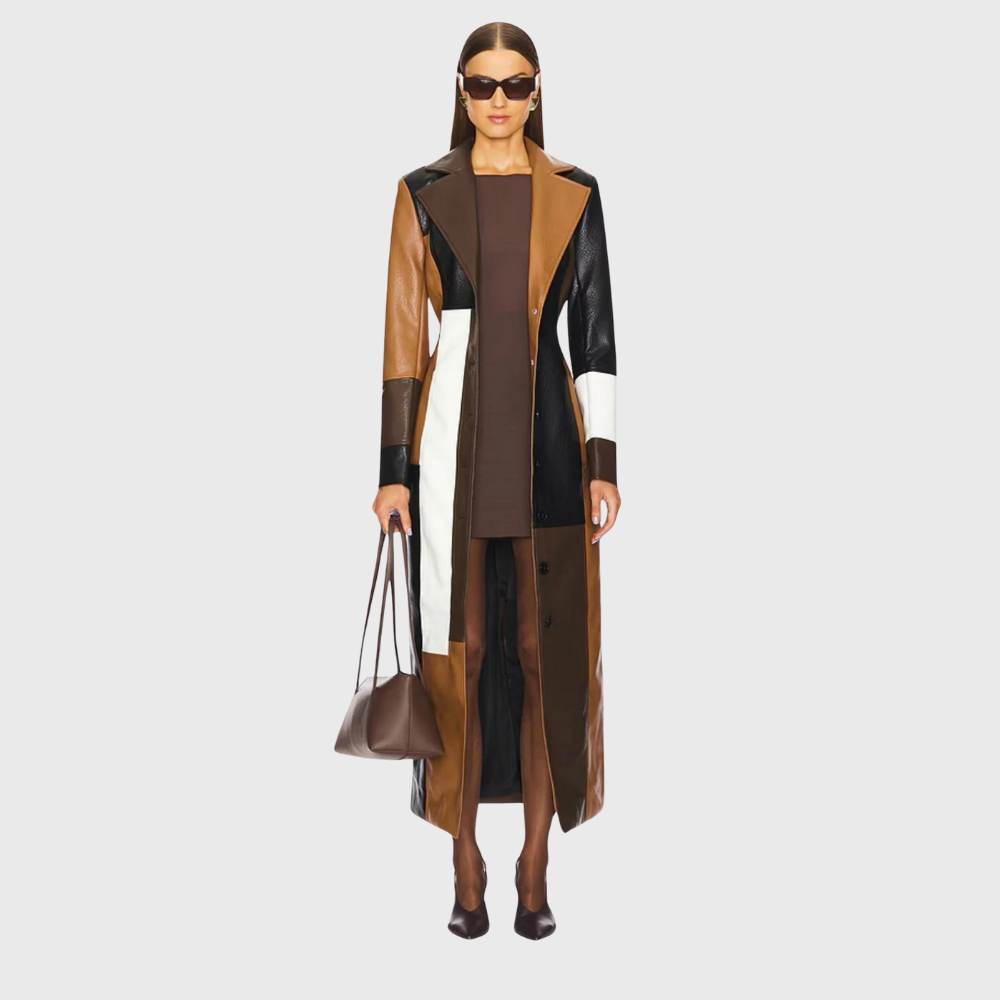 Elodie™ | Manteau Trench Long à Revers Colorblock