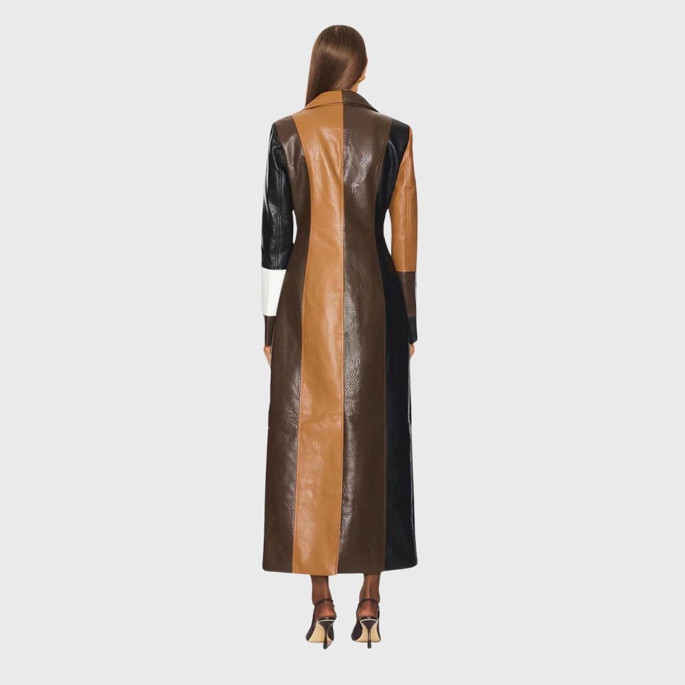 Elodie™ | Manteau Trench Long à Revers Colorblock