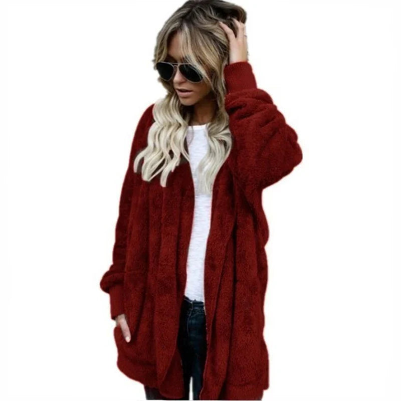 Evie™ | Cardigan teddy ouvert en peluche