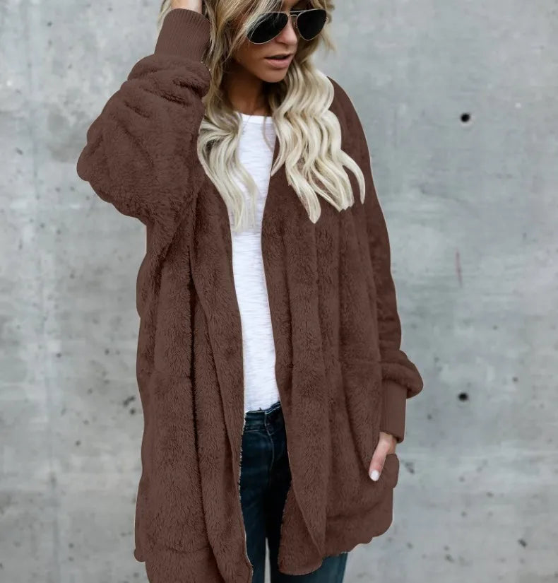 Evie™ | Cardigan teddy ouvert en peluche