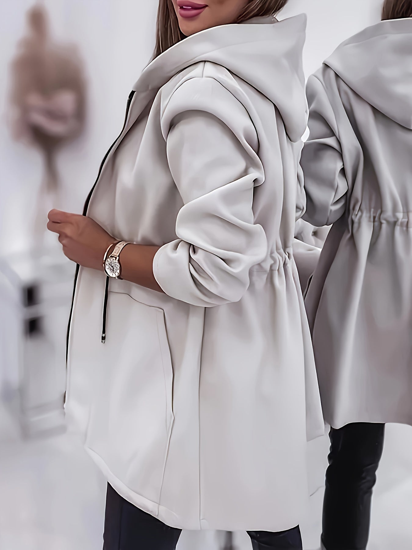 Valentina™ | Veste Longue Zippée à Capuche Ajustable