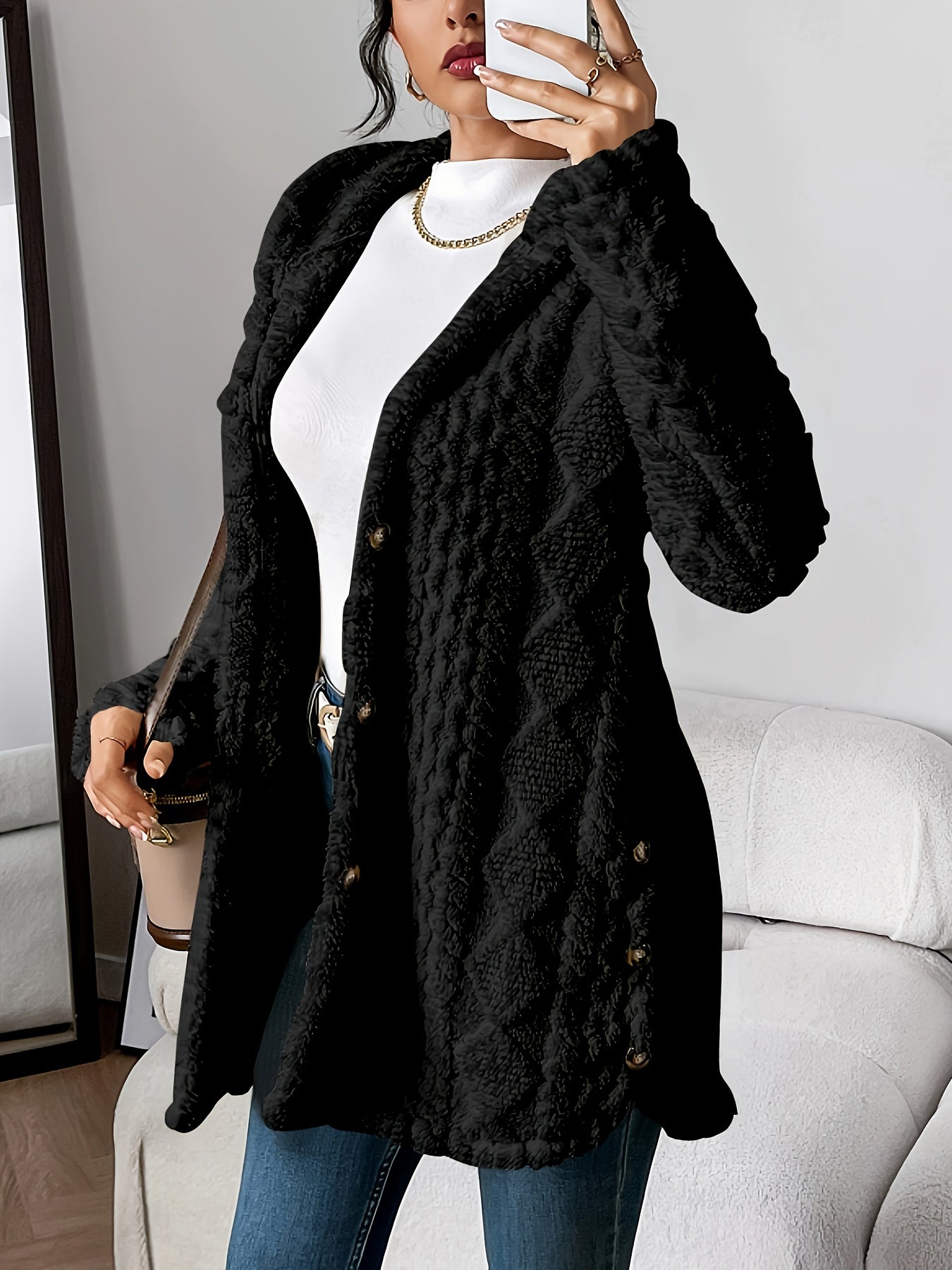 Fleur™ | Cardigan Doublé en Peluche, Élégance Confortable