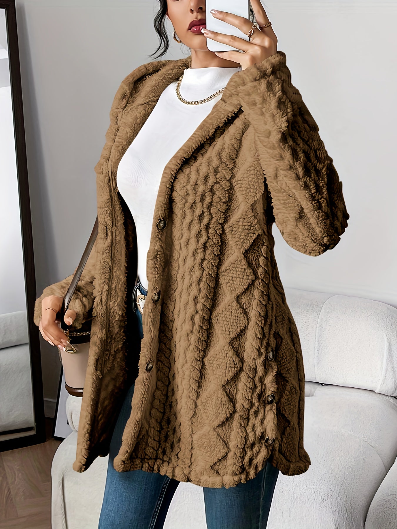 Fleur™ | Cardigan Doublé en Peluche, Élégance Confortable