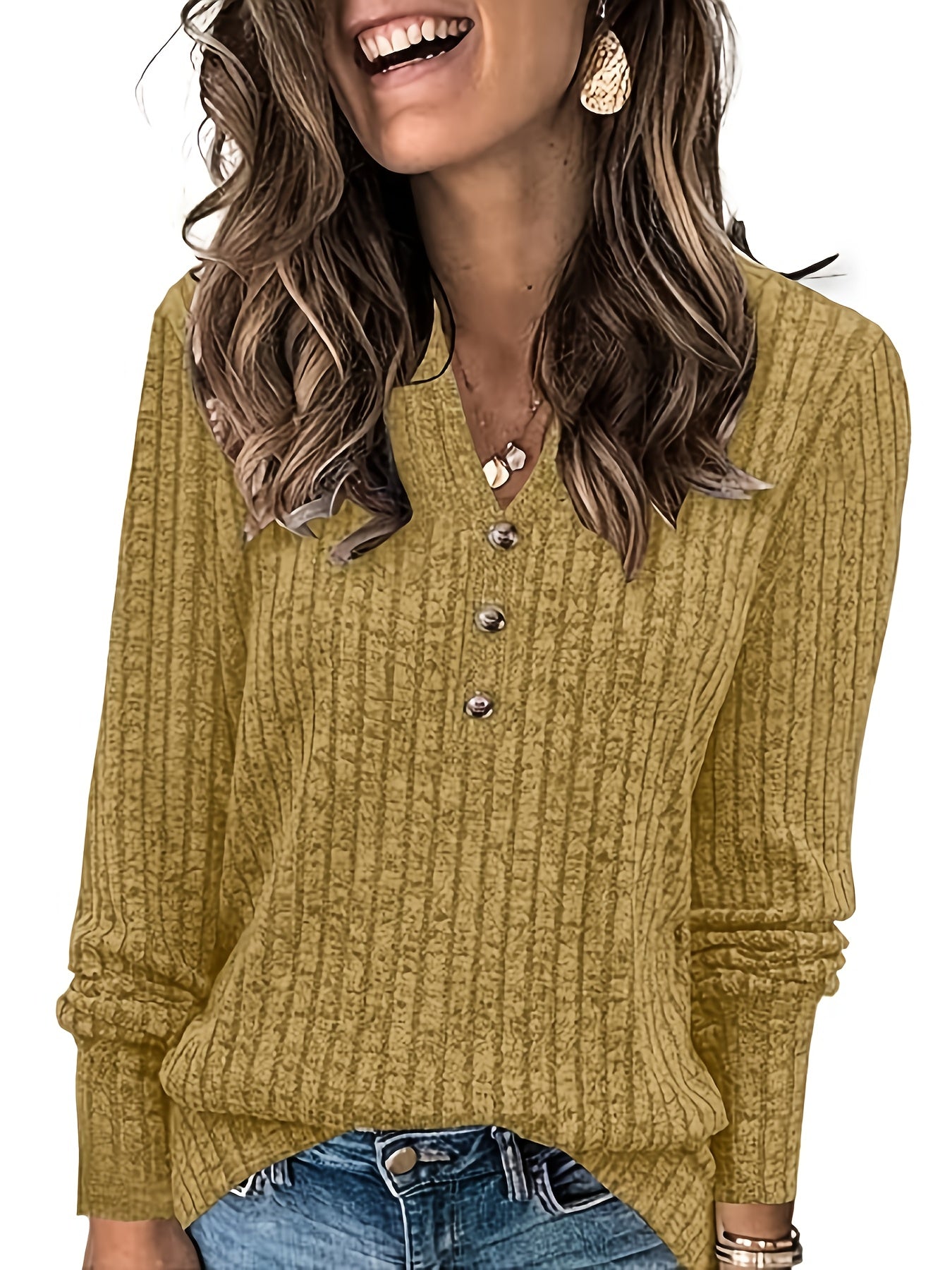 Wendy™ | Haut Henley en maille côtelée douce et flatteuse