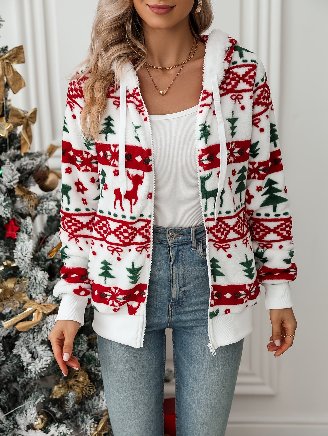 noelle™ | Sweat à capuche zippé motif Noël