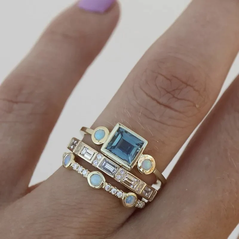 Ozean™ | Bagues Vintage Élégantes en Cristal Bleu