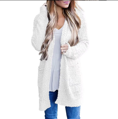 Imani™ | Cardigan mi-long ouvert en maille bouclette
