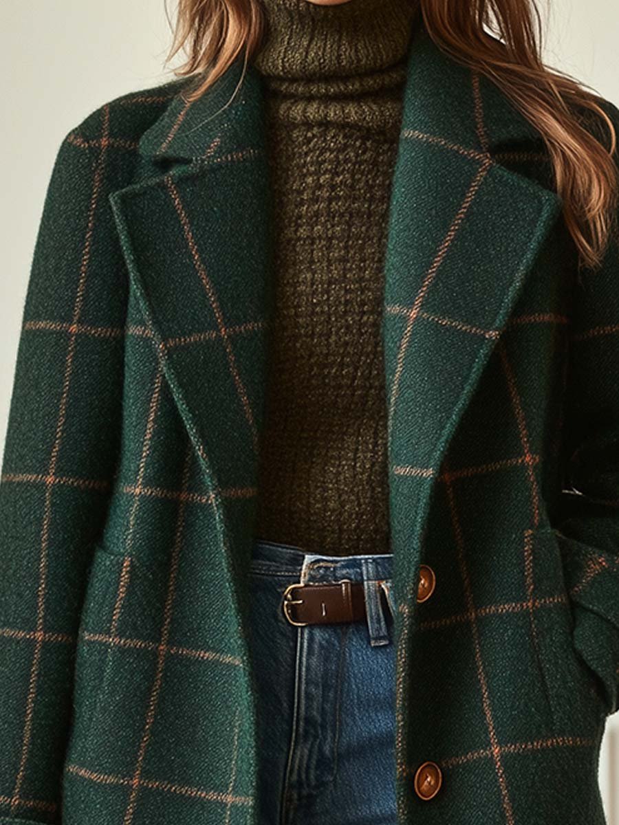 Gemma™ | Manteau long à carreaux tailleur