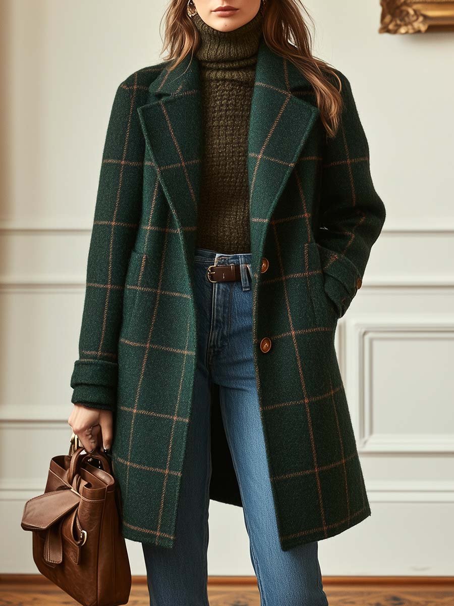 Gemma™ | Manteau long à carreaux tailleur