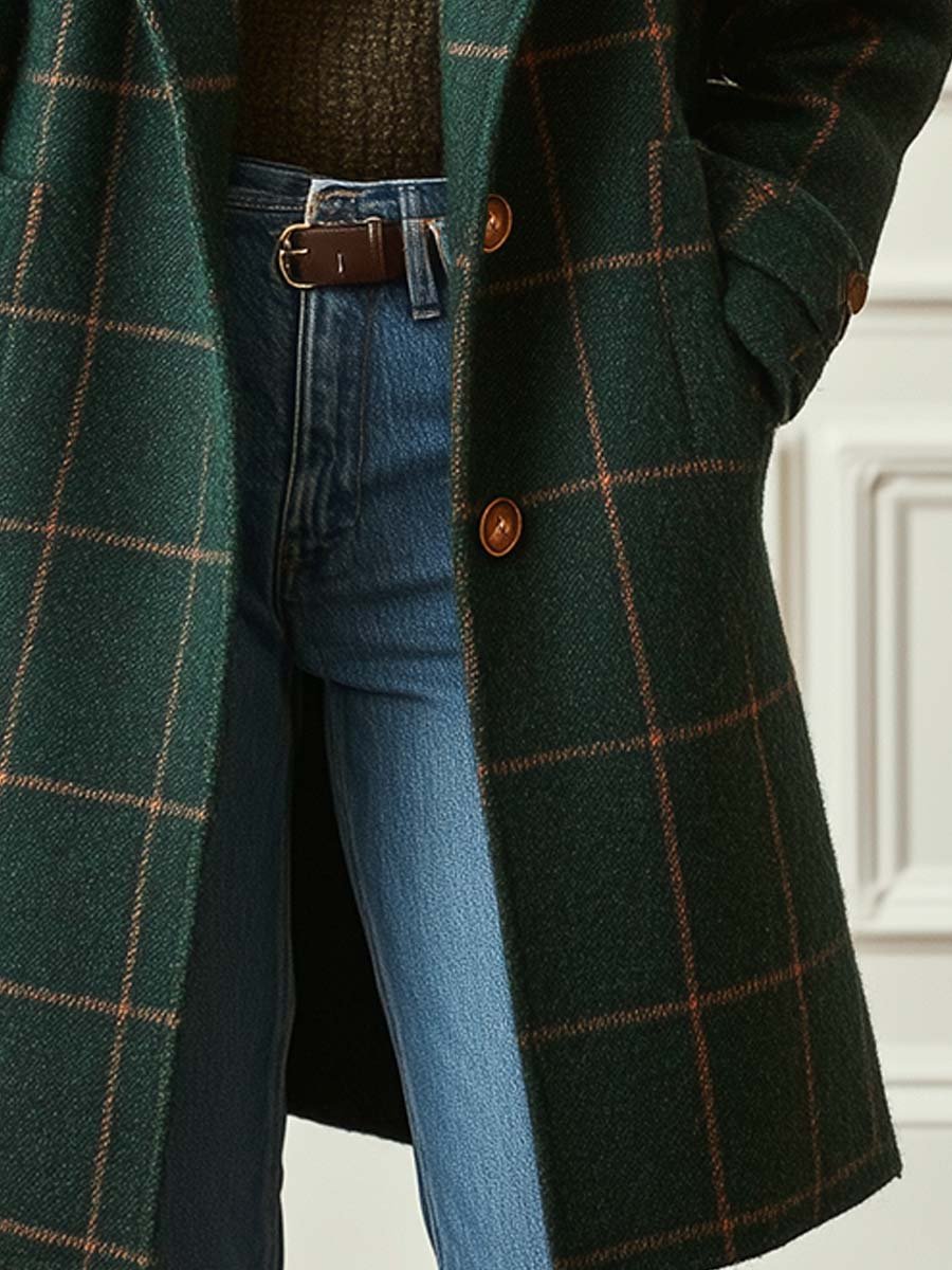 Gemma™ | Manteau long à carreaux tailleur