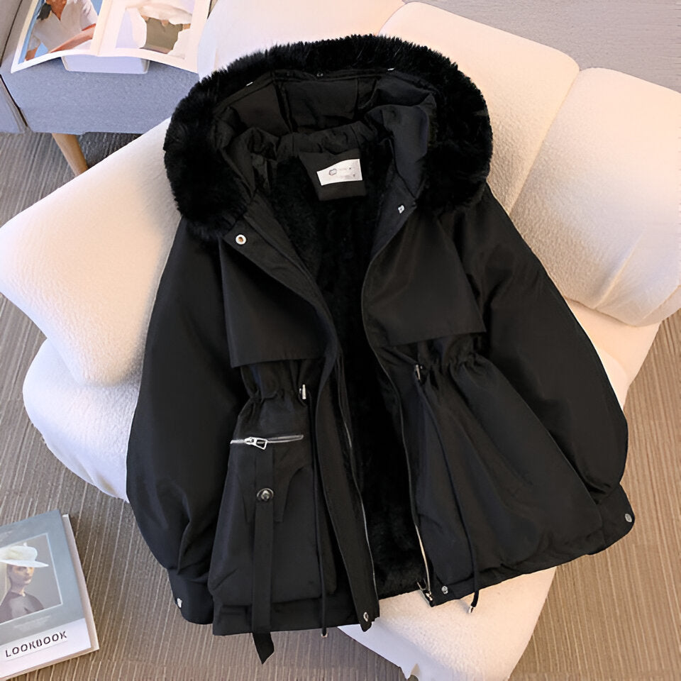 Hanan™ | Veste Anorak à Capuche en Fausse Fourrure avec Taille à Cordon