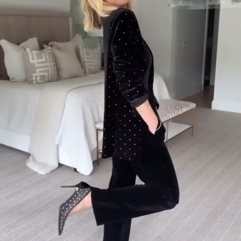 Bonnie™ | Blazer Chic en Coton avec Strass